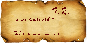 Tordy Radiszló névjegykártya